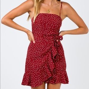 Red/Burgundy Polka Dot Print Dress